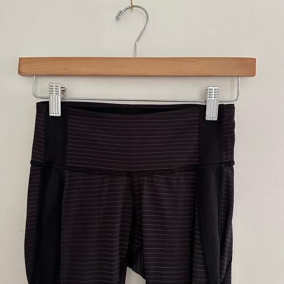 Lululemon Conduit Striped Cropped Leggings Stretch Black 4 - Picture 3 of 7
